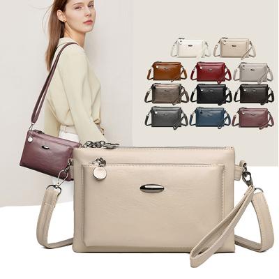 Damen-Umhängetasche, mehrschichtig, große Kapazität, Muttertasche mittleren Alters