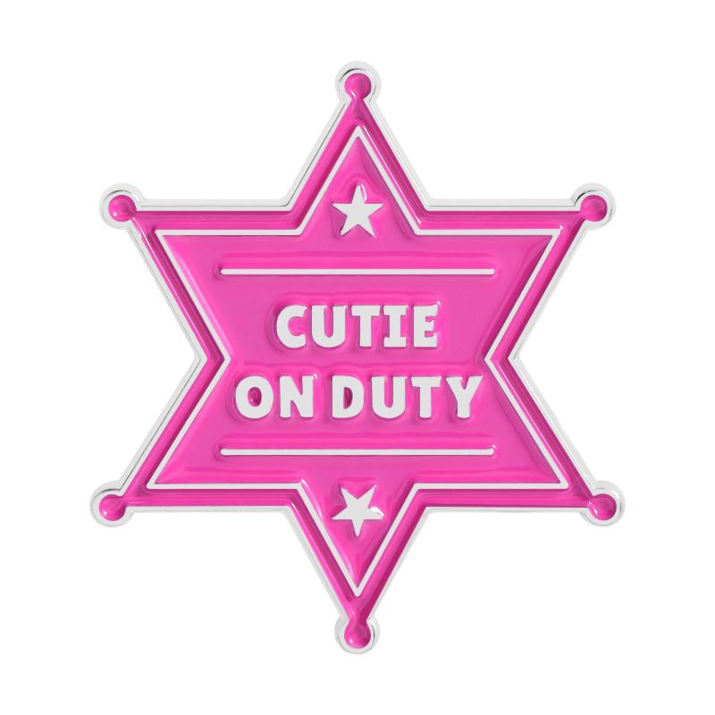 Cutie On Duty Enamel Pins Pink Shriff I Got The Job Done Brooches Lapel Badges Cowboy Game Jewelry Gift for Friends