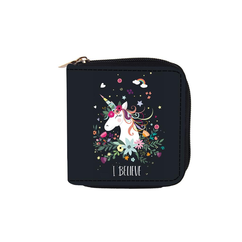 Unicorn Short Zipper Small Wallet, Wallet.