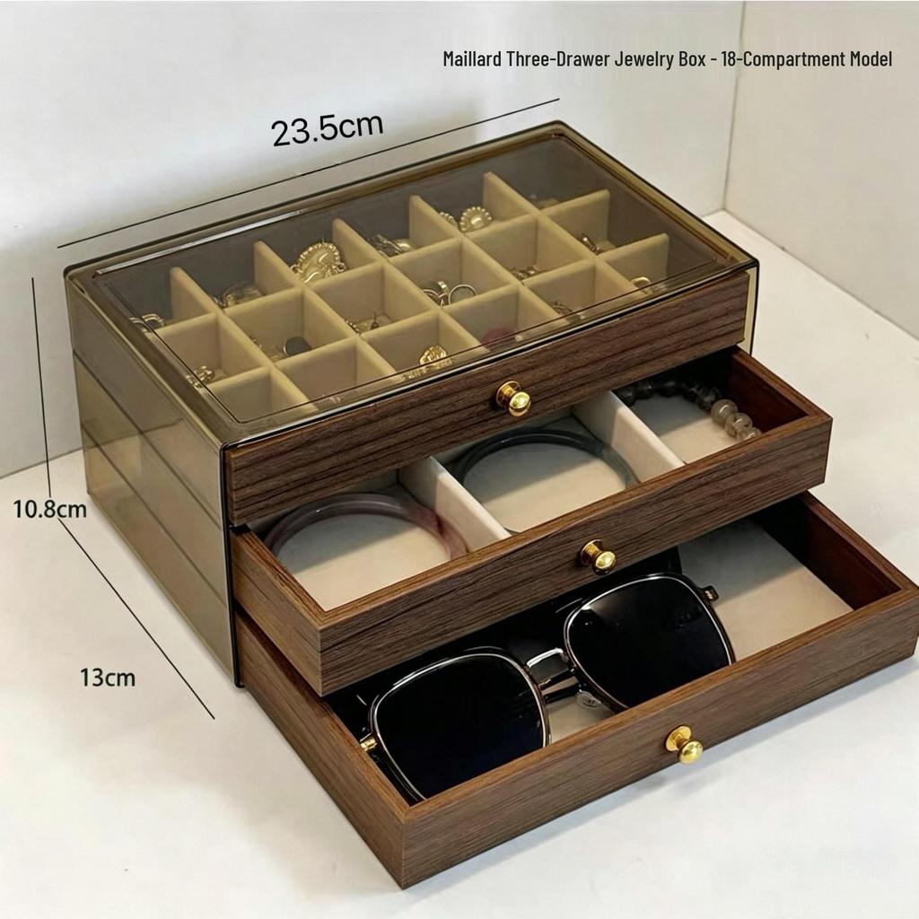 Exquisite Walnuss Schmuckschatulle mit Oxidationsschutz für Ringe, Armbänder, Halsketten und Ohrringe