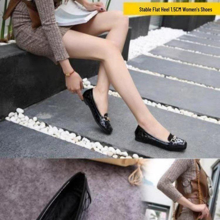 2025 Spring Women's Versatile Round Toe Soft Leather Shoes - Comfortable, Breathable, Patent Leather