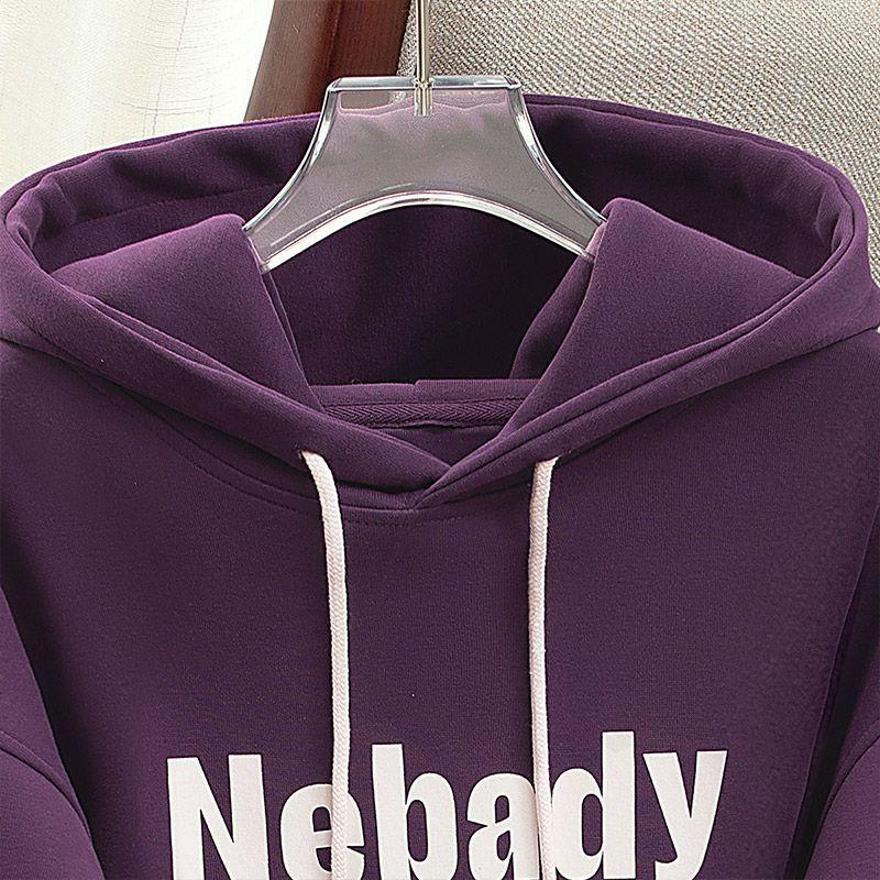 New Autumn Clothing for Women's Drawstring Hooded Letter Pattern Top Falling Shoulder Long Sleeve Sweatshirt