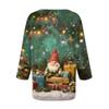 Women's Loose Comfortable Casual Fashion V-Neck Christmas Print 3/4 Sleeve Top