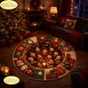 Christmas Round Rug Soft Non Slip Festive Design Carpet for Bedroom and Living Room Washable Cozy Holiday Home Decor