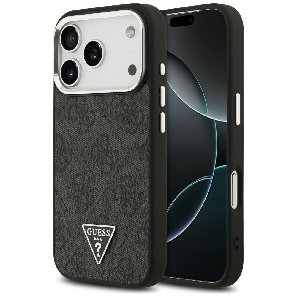 Coque Guess 4G Logo Triangle MagSafe pour iPhone 17 Pro noir argent