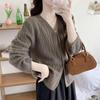 Autumn and winter new textured simple knitted cardigan women's solid color versatile loose lazy sweater jacket