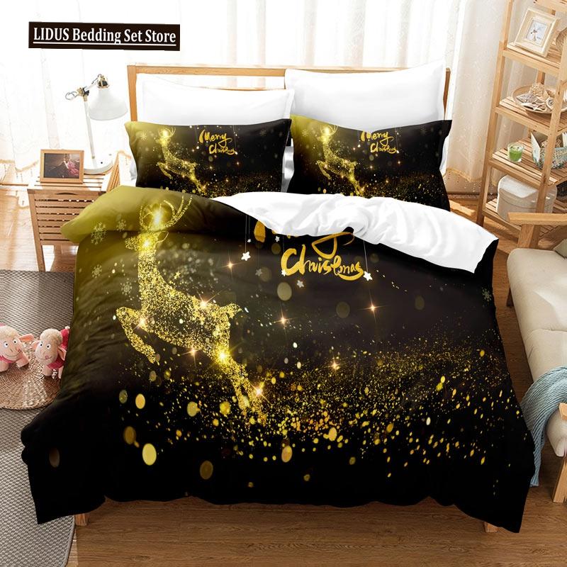 Christmas Duvet Cover Set Candle Pine Cones Gift Festival Celebrated Merry Christmas King Queen For Teens Polyester Bedding Set
