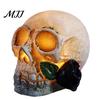 Durable Skull Light Gothic Up Rose Flower Figurine, Day of Dead Resin Cool Pattern Lamp Statue, Spooky Halloween Skeleton Head for Desk Home