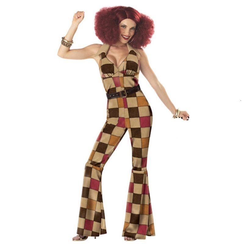 Retro 70s Disco Cosplay Costume Halloween Fancy Dress Party Hiphop Set Men Women