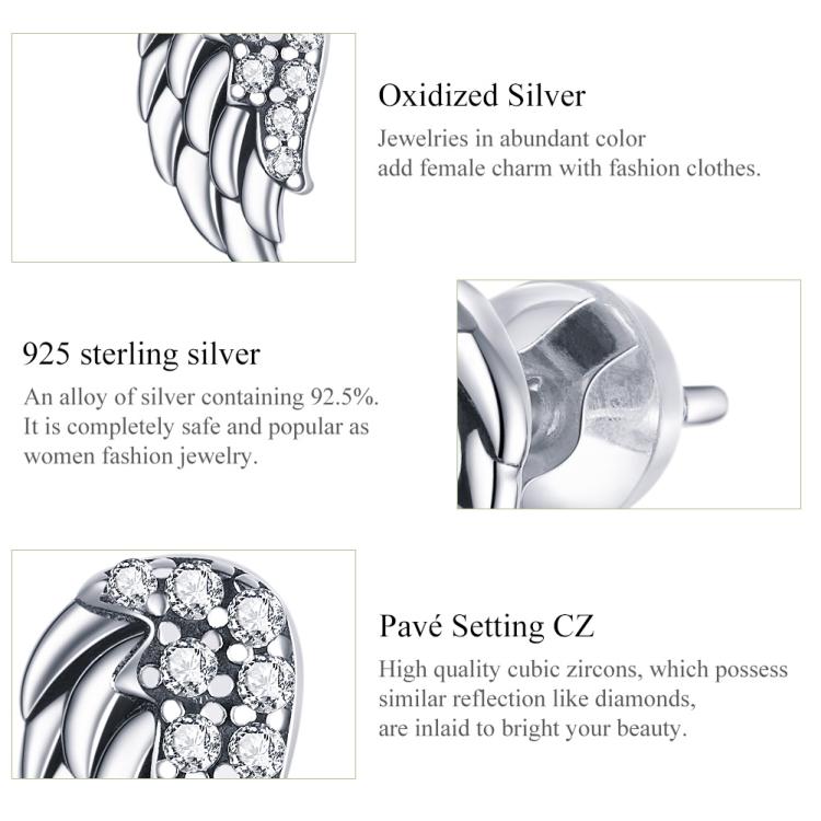 S925 Sterlingsilber Flügel Ohrringe Persönlichkeits Ohrringe