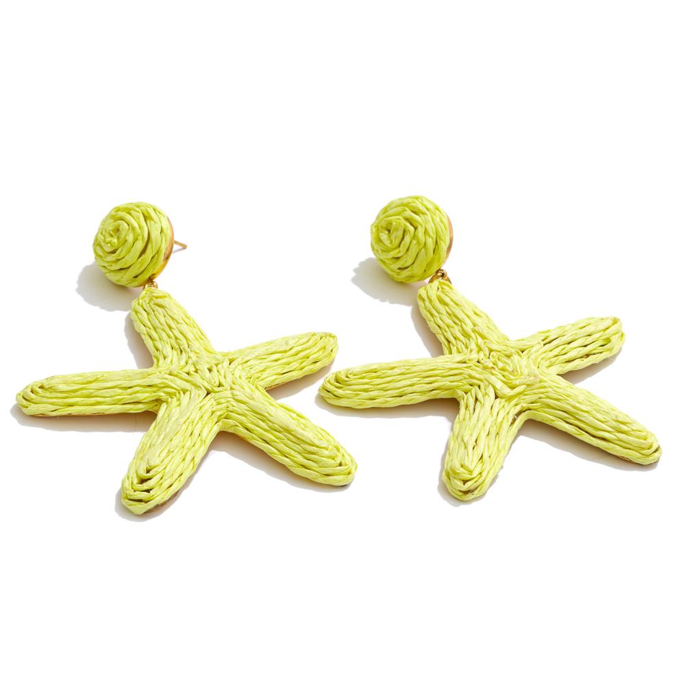 

Yhpup Green Raffia Starfish Dangle Earrings for Women Stainless Steel Ocean Style Summer Fashion Jewellery 2025