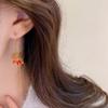 Elegant Red Crystal Maple Leaf Earrings Fashion Tassels Ear Ring Temperament Rhinestone Earwear Trendy Statement Pieces