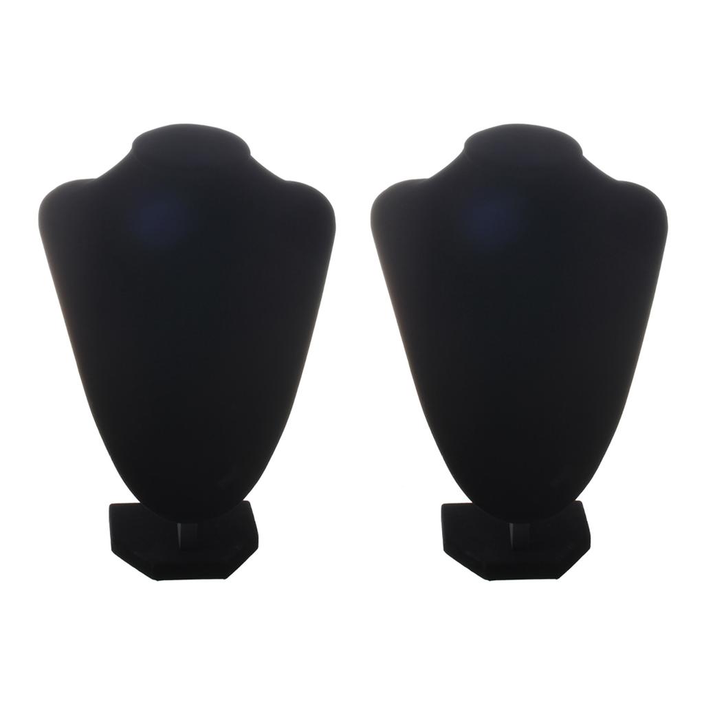 A84E-2X Shop Mannequin Bust Jewelry Necklace Pendant Earring Display Stand Holder Black-XL