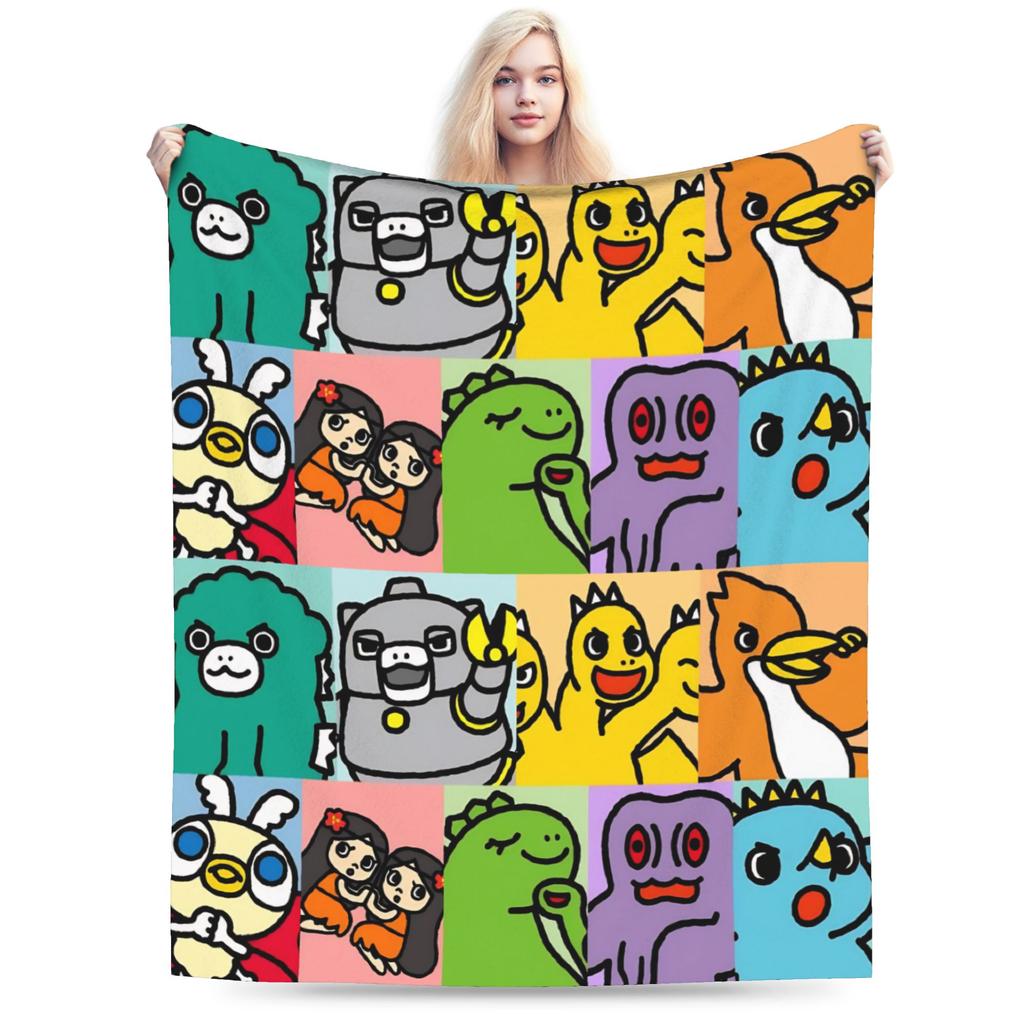 Chibi Monster Island Buddies Fleece Throw Blankets 80S Blanket For Sofa Office Super Soft Bed Rug