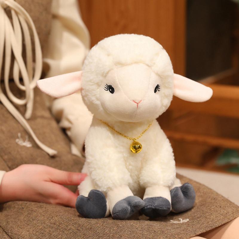 Adorable Bell Sheep Stuffed Plush Toys Accompany Sheep Stuffed Animals Soft Collectible Kids Fans Birthday Xmas Toys Gift