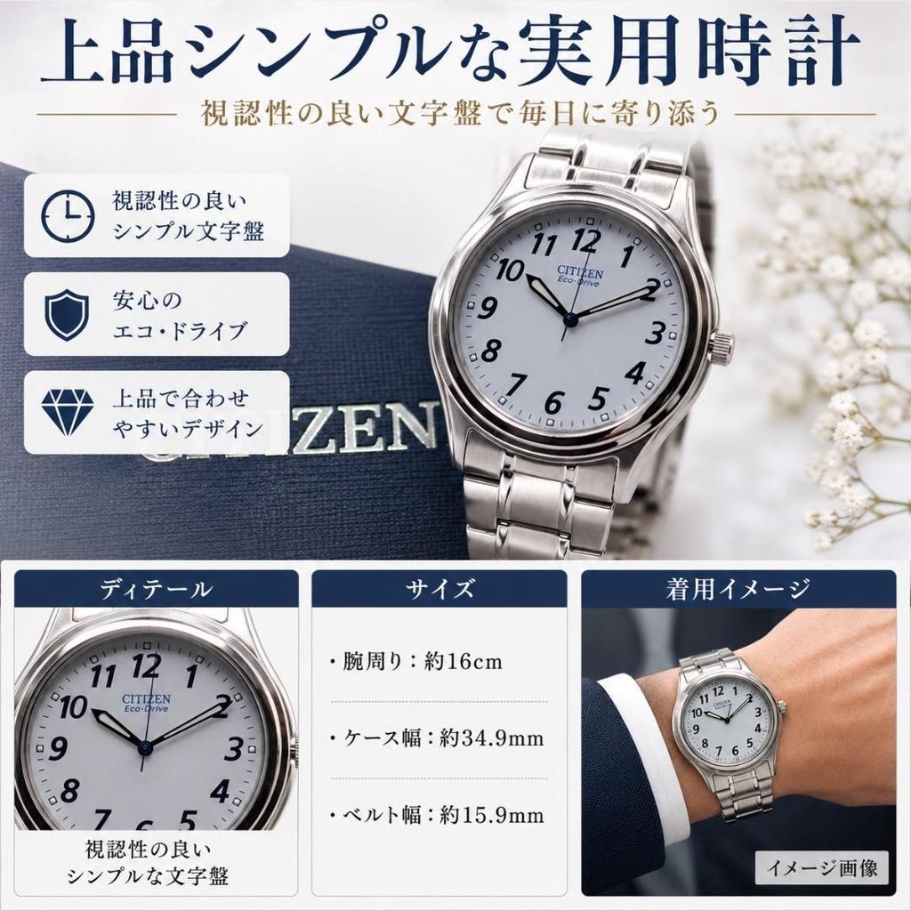 Used CITIZEN Eco Drive Men's Watch Solar Operation Box Included 440