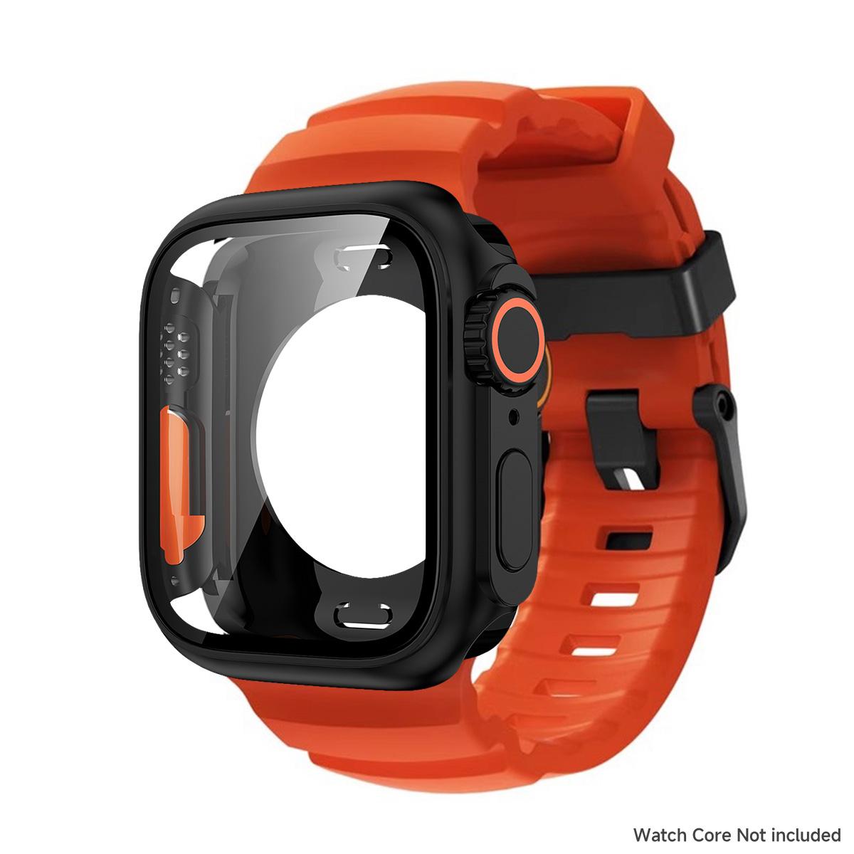 

Silicone Strap+PC Case for Apple Watch 44 45 46mm Sport Bracelet Band Screen Protector Cover for Iwatch 10 9 8 7 Change To Ultra S10-46mm