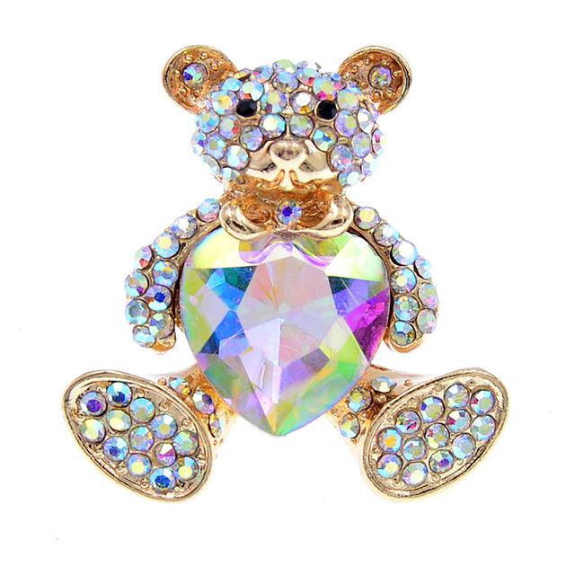 

Броши со стразами в виде сердца и медведя для женщин, милые животные, дизайн, булавка, модные украшения, Новое поступление