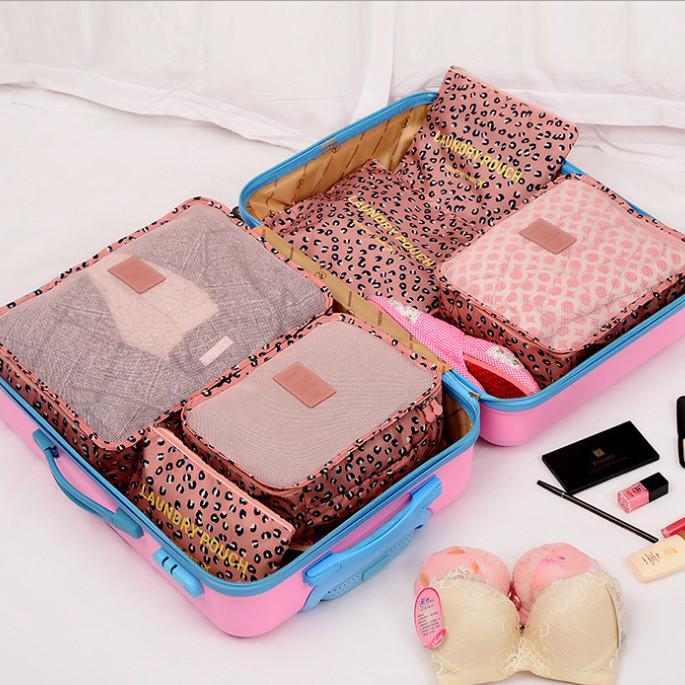 Korean Style 6-Piece Travel Organizer Set and Makeup Bag