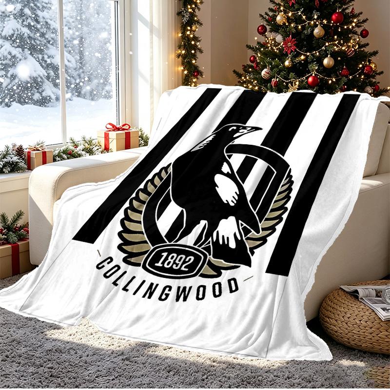 Collingwood Magpies Pattern Blanket for Home Decoration, Bed, Sofa, Car Travel, Camping, Suitable for All Seasons, Birthday Christmas Gift