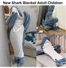 Cartoon Flannel Shark Sleeping Bag Pajamas - One-Piece Home Wear for Autumn and Winter