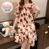 Summer Bubble Cotton Nightdress for Women with Chest Pads - Sweet, Cute, and Versatile Short-Sleeve Pajamas