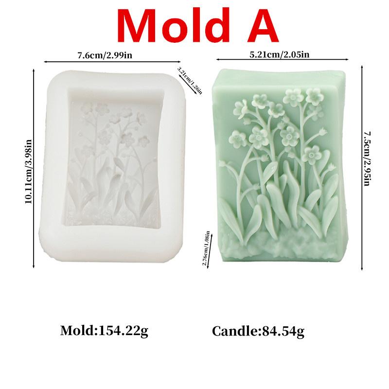 Square Butterfly Flower Silicone Soap Mold DIY Embossed Chrysanthemum Orchid Dragonfly Butterfly Patterns Soap Home Decor Gift