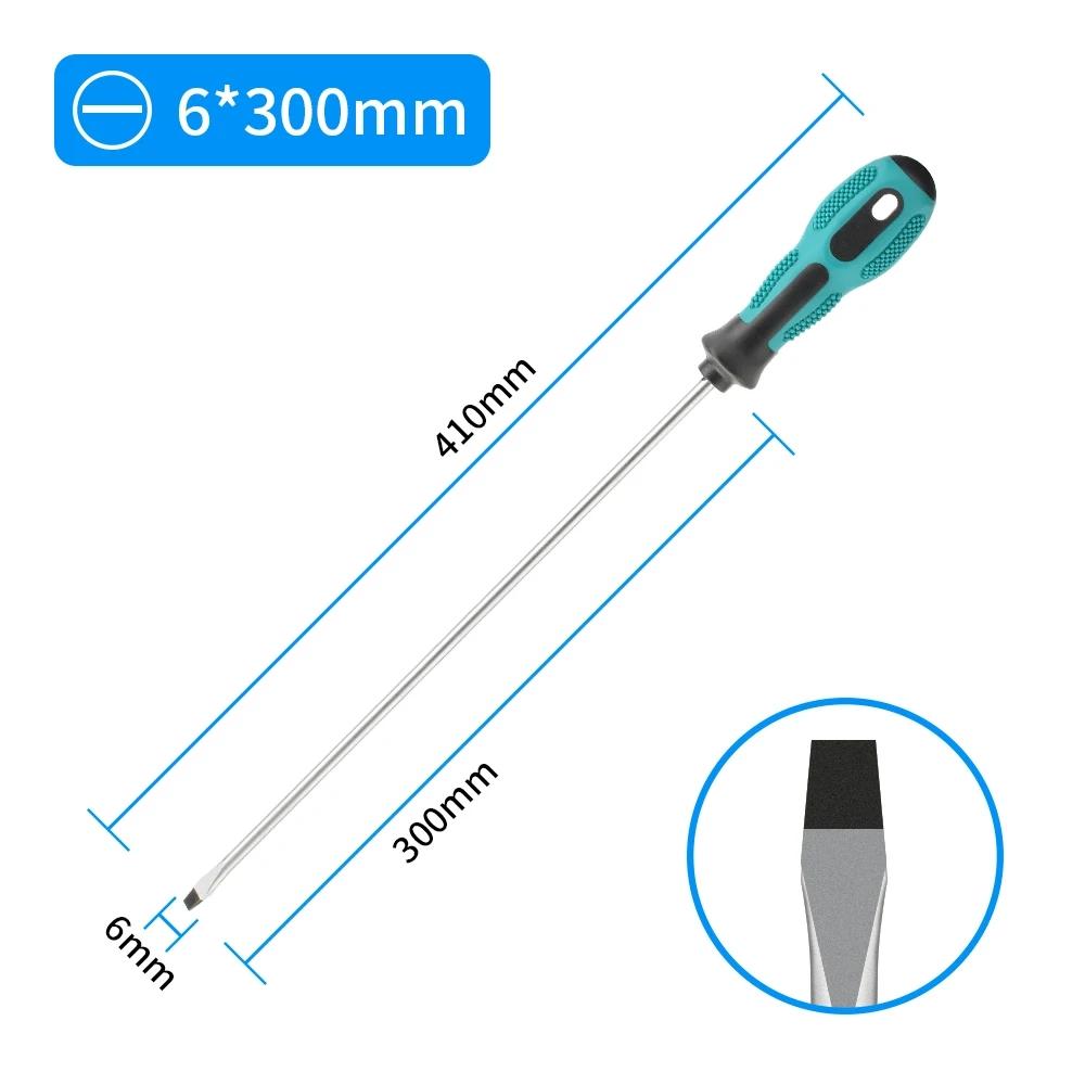 

1pcs 3x300mm Screwdriver Long Slotted Phillips Screwdriver Rubber Handle Multipurpose Magnetic Electric Screwdriver Tools