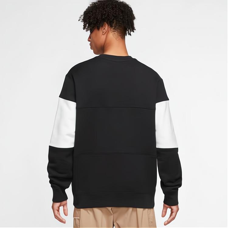 Nike Club+ French Terry Crew Neck Sweatshirt 'Black White' Men's FB7849-010