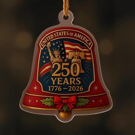 U.S. 250th Anniversary Bell Ornament Commemorative Doorbell of The United States Christmas Tree Hanging Ornament Patriotic Gifts for Collectors