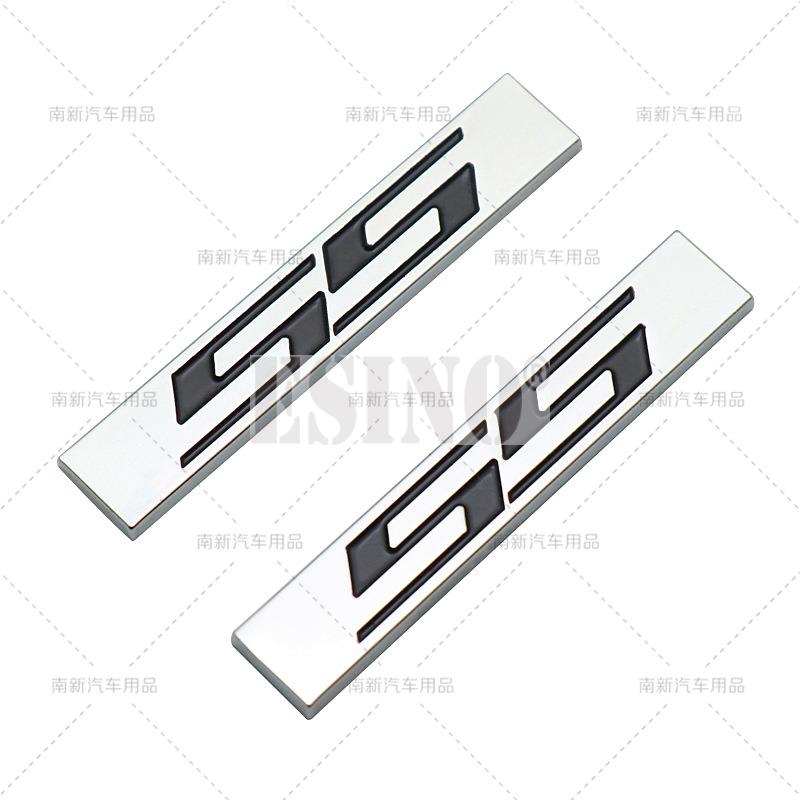 2 x 3D SS Metal Chrome Zinc Alloy Emblem Car Body SS Badge Sticker Decal Adhesive Badge for Chevrolet SS Camaro SS