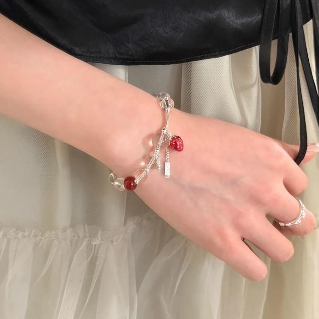 Women's Crystal Clear Ball Strawberry Strawberry Bracelet
