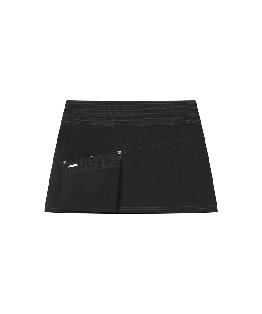 Miseki Seoul Stitch Pocket Mini Skirt Black
