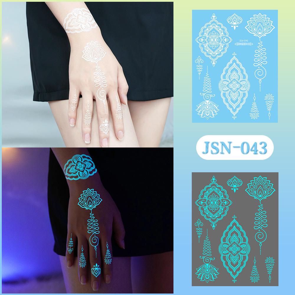 Adesivi Tatuaggio Ricaron 2024 Henné Luminoso & Farfalla Bianca per Viso & Braccio