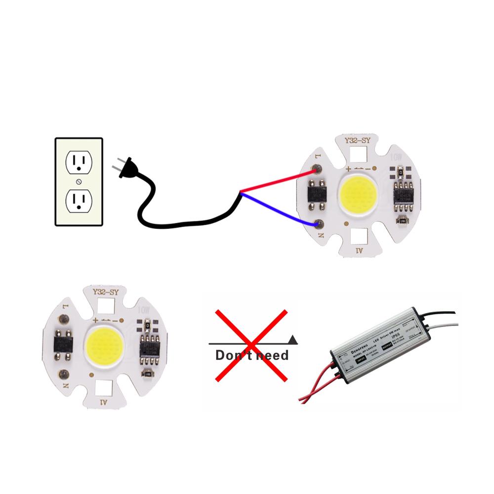 2 pezzi Mini COB LED Chip Lampada 220V 3W 5W 7W 9W Y27 Lampada LED Lampadina IP65 Ingresso IC Intelligente Per Fai da Te LED Proiettore Faretto