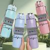 1PC Los Angeles California Text 750ml Color Plastic Sports Water Bottle Leakproof Flip Straw Lid Suitable for Sports Office Home Use
