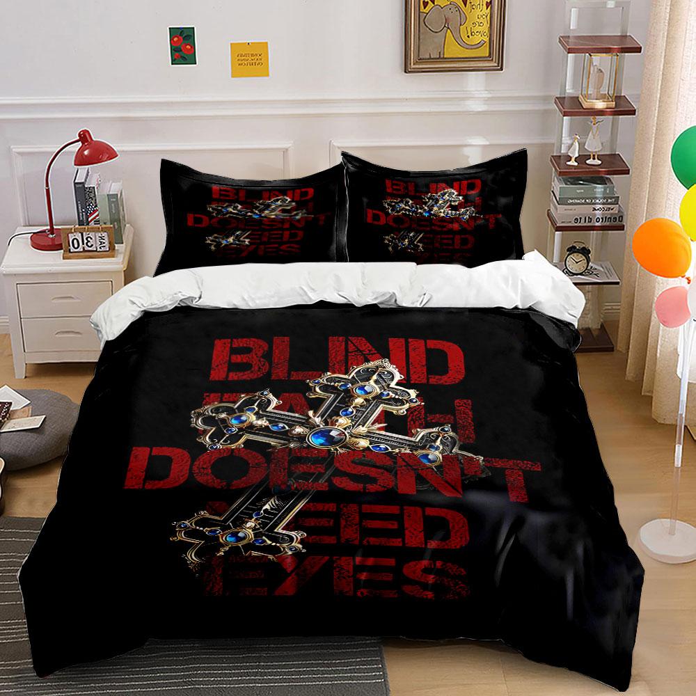 Cross and Text Design Bedding Bedding Duvet Cover Set Duvet Cover Pillowcases (1 * Duvet Cover 2 * Pillowcases, without duvet insert)