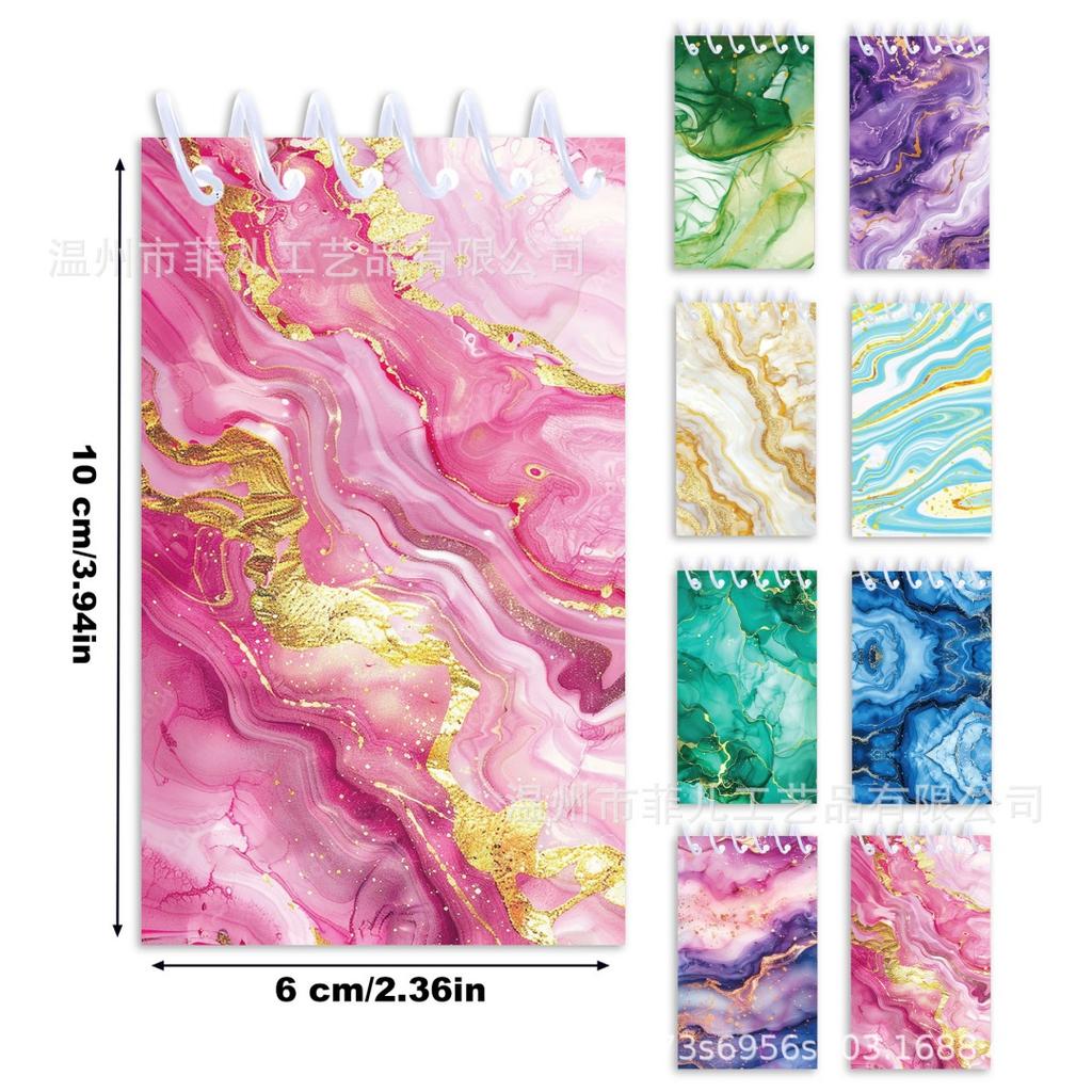 8-Pack Notebooks 16 Sheets Vertical Flip Journal Mini Pocket Spiral Notebook Customizable Gold Foil Marble Notebook For Student