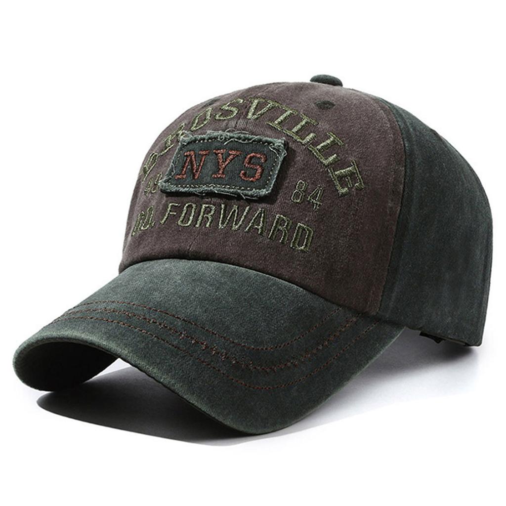 Washed Hat With Embroidered Nys Letters, Aged And Color-Blocked Baseball Cap, Men'S Outdoor Sunshade, Aged And Retro Baseball Ca