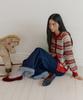 Lucir Zu Fair Isle Raglan Sweater Cardigan (Red)