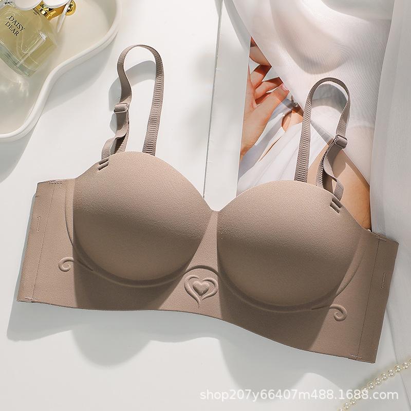 Underwear women's small breasts gather and show large breasts, seamless half cup bra, strapless, non-slip, summer beauty back bra