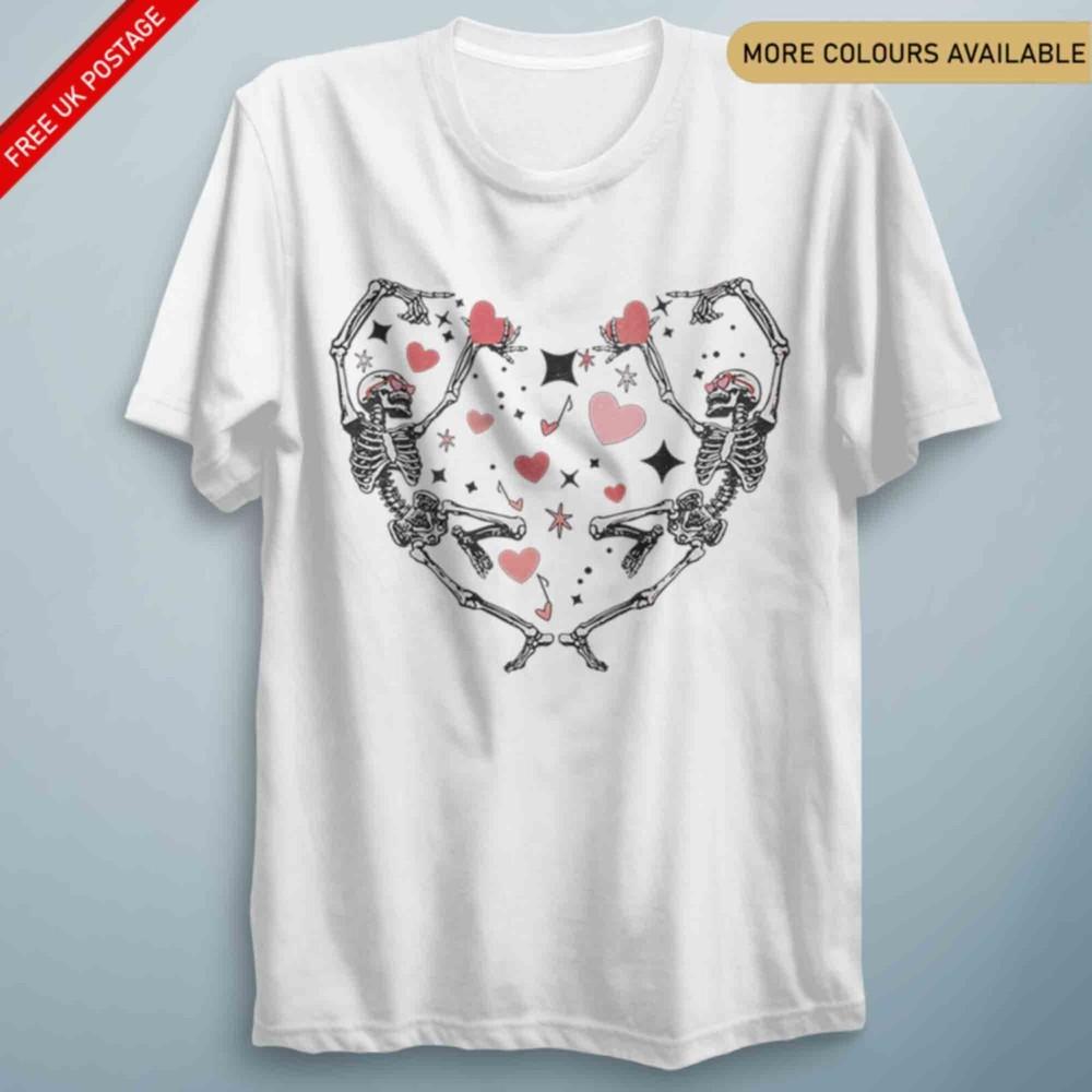 Dancing Skeleton T Shirt Heart Dance Loving Funny T Shirt Couples Shirt Gift