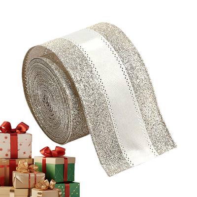 Christmas Tree Ribbon 6.5 Ft Christmas Strap Decoration Champagne Color Decorative Ribbon For Holiday Wrap Present Tree Decor