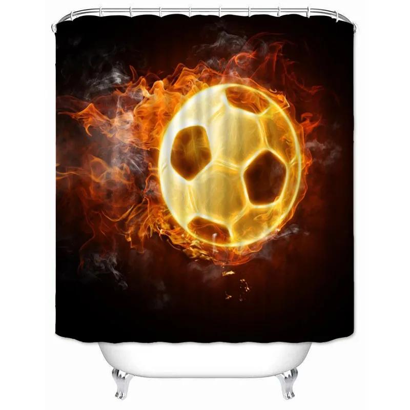 

Soccer Shower Curtain Football Sports Theme Waterproof Bathroom Polyester Fabric Bathtub Curtain With Hooks For Home Decoration W60H190(CM)-1 Pcs