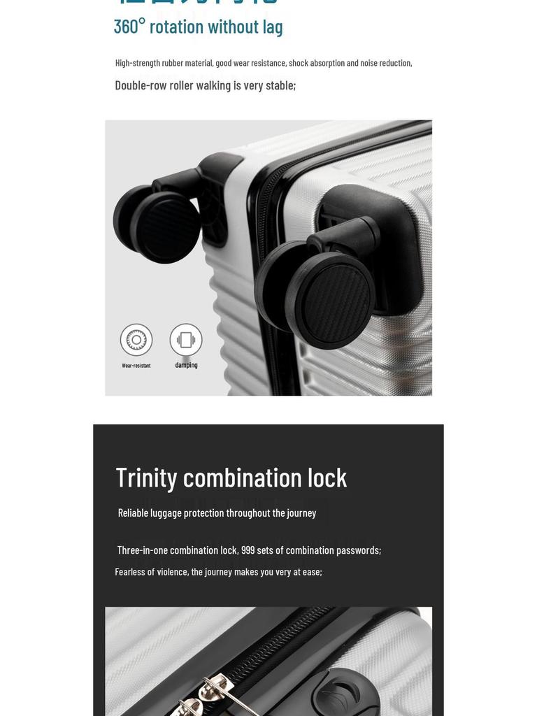 2024 28-Inch Sturdy Travel Suitcase with Combination Lock - Lightweight and Durable for Men and Women