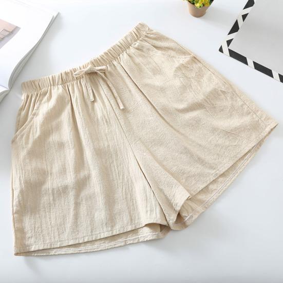 Women Sports Shorts Breathable Solid Color Elastic Waist A-line Loose Exercise Drawstring High Waist Women Shorts Female Clothes