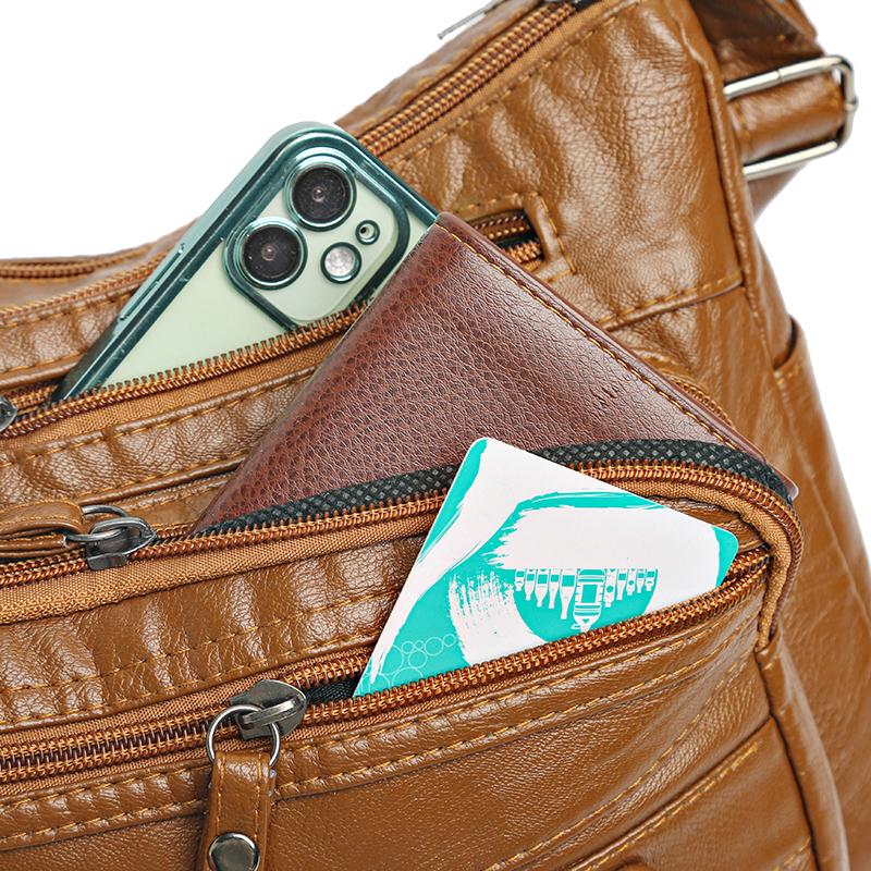 Tasche für mittlere und ältere Menschen, Damen-Schultertasche aus weichem Leder, große Kapazität, Umhängetasche, Muttertasche