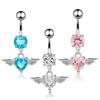 Stainless Steel Angel Belly Button Ring Heart Body Piercing Jewelry Zircon Navel Ring  Girls