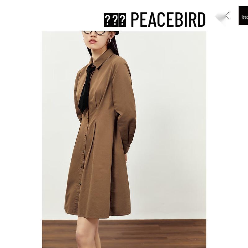 PEACEBIRD Women's A-Line Long Sleeve Shirt Dress