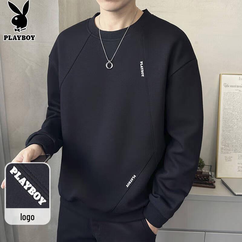 PLAYBOY Men s Letter Print Crewneck Sweatshirt XL